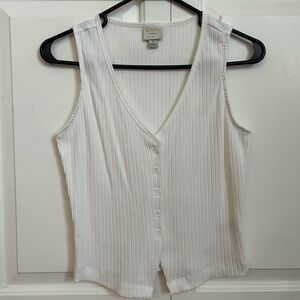 a new day White Ribbed Button-Down Tank Top
